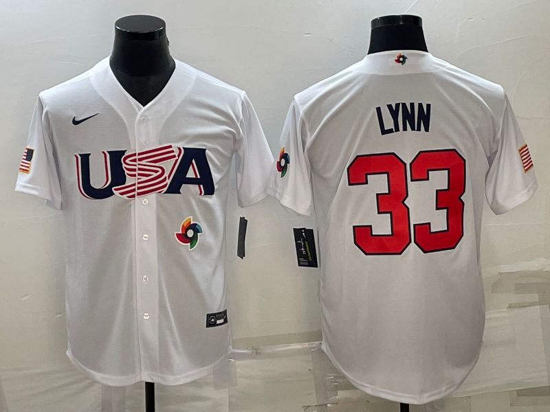 Men 2023 World Cub USA 33 Lynn White Nike MLB Jersey9